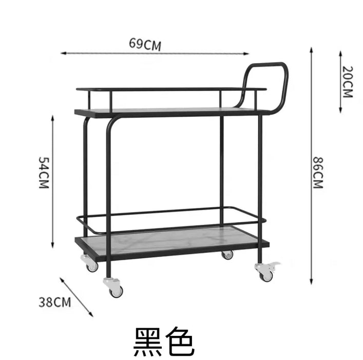 Luxury Rolling Bar Cart – 2 or 3 Tiers with Tempered Glass & Sintered Stone Shelves