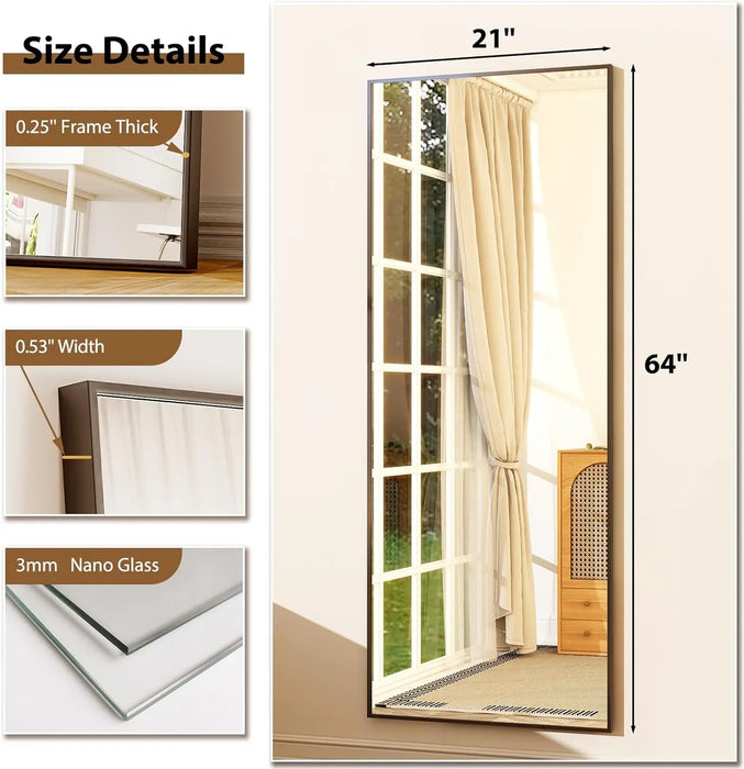 64"x21" Full Length Rectangular Mirror