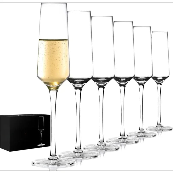 Hand Blown Champagne Glasses Set of 6